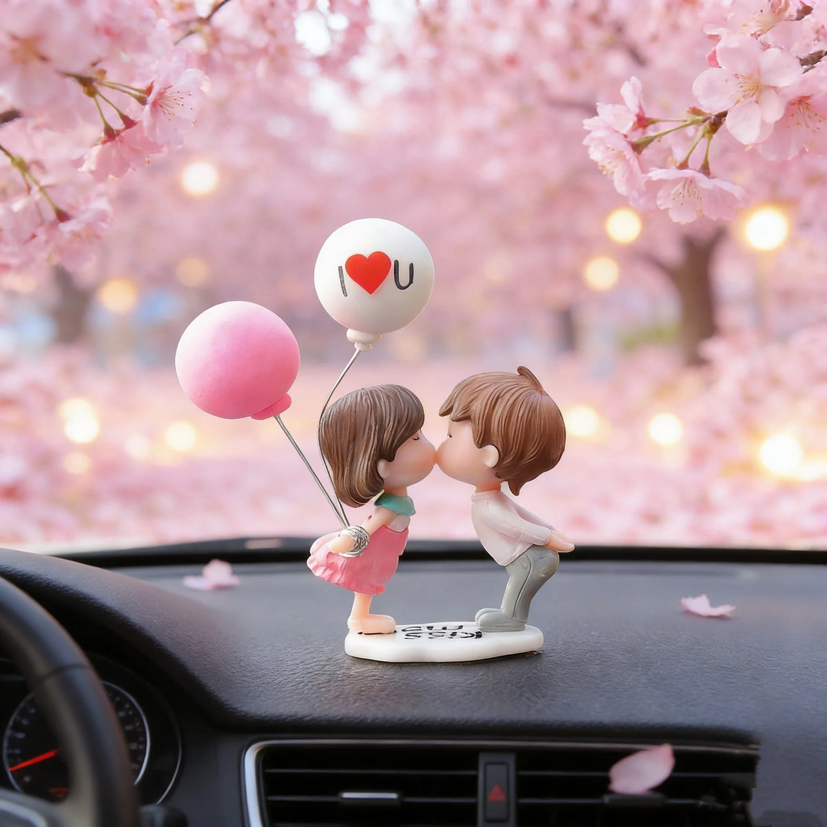 Car Cute Cartoon Couples Action Figure Figurines Balloon Ornament Auto