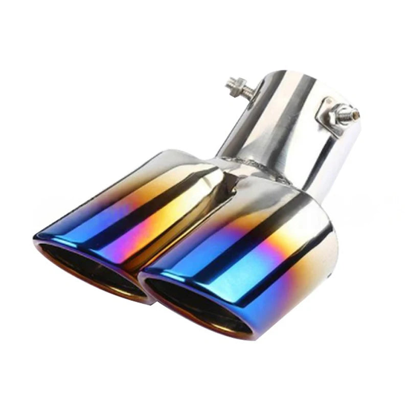 1PCS 63MM Inlet Double-Tube Curved Tailpipe Muffler Tip Stainless Steel