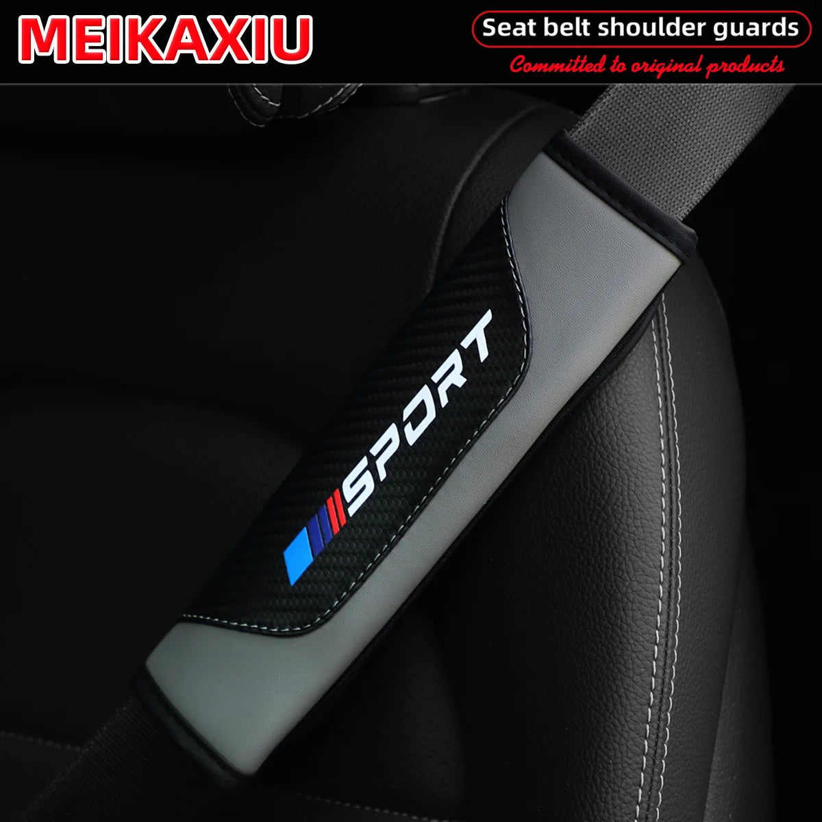 1/2pcs Women's PU Leather Carbon Fiber Sport Car Shoulder Guard Cover Seat