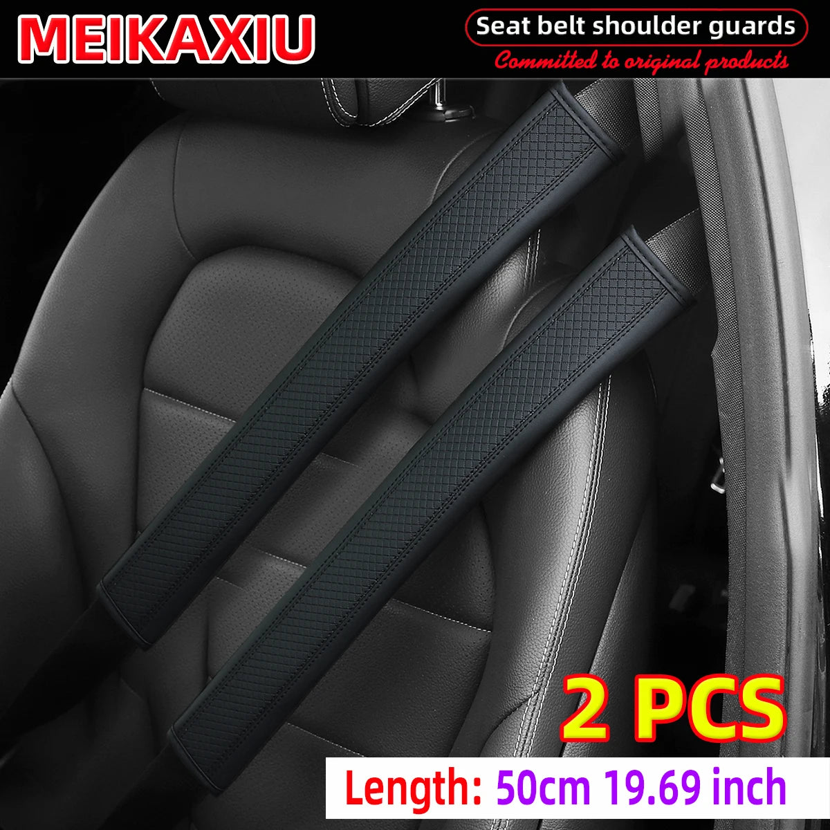 Long-style car shoulder guard cover made of PU leather with checkered
