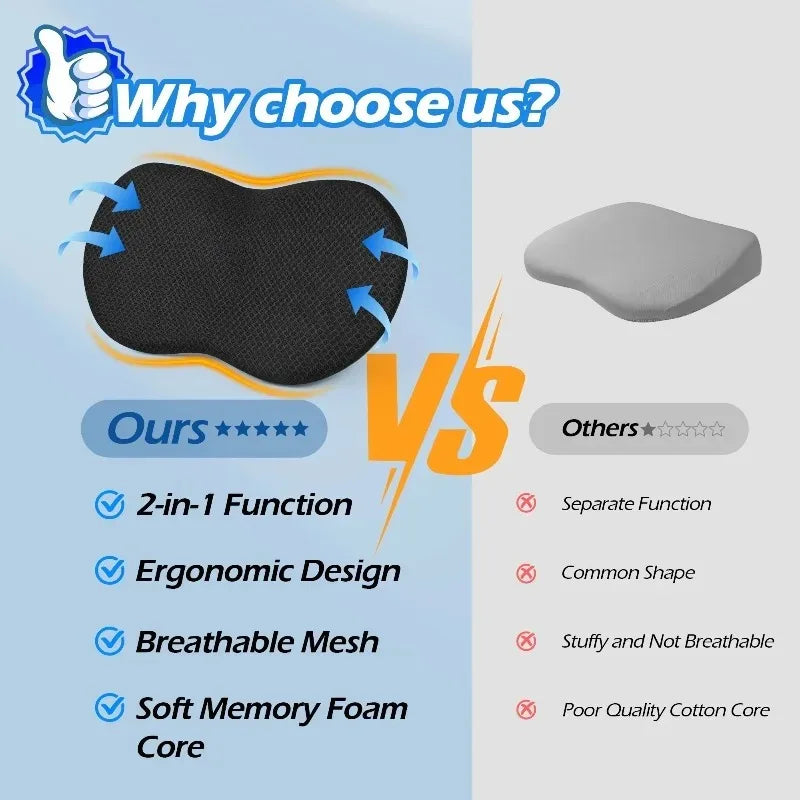 1PC Car Seat Cushion, Multi-Use Memory Foam Car Lower Back Support Pad for