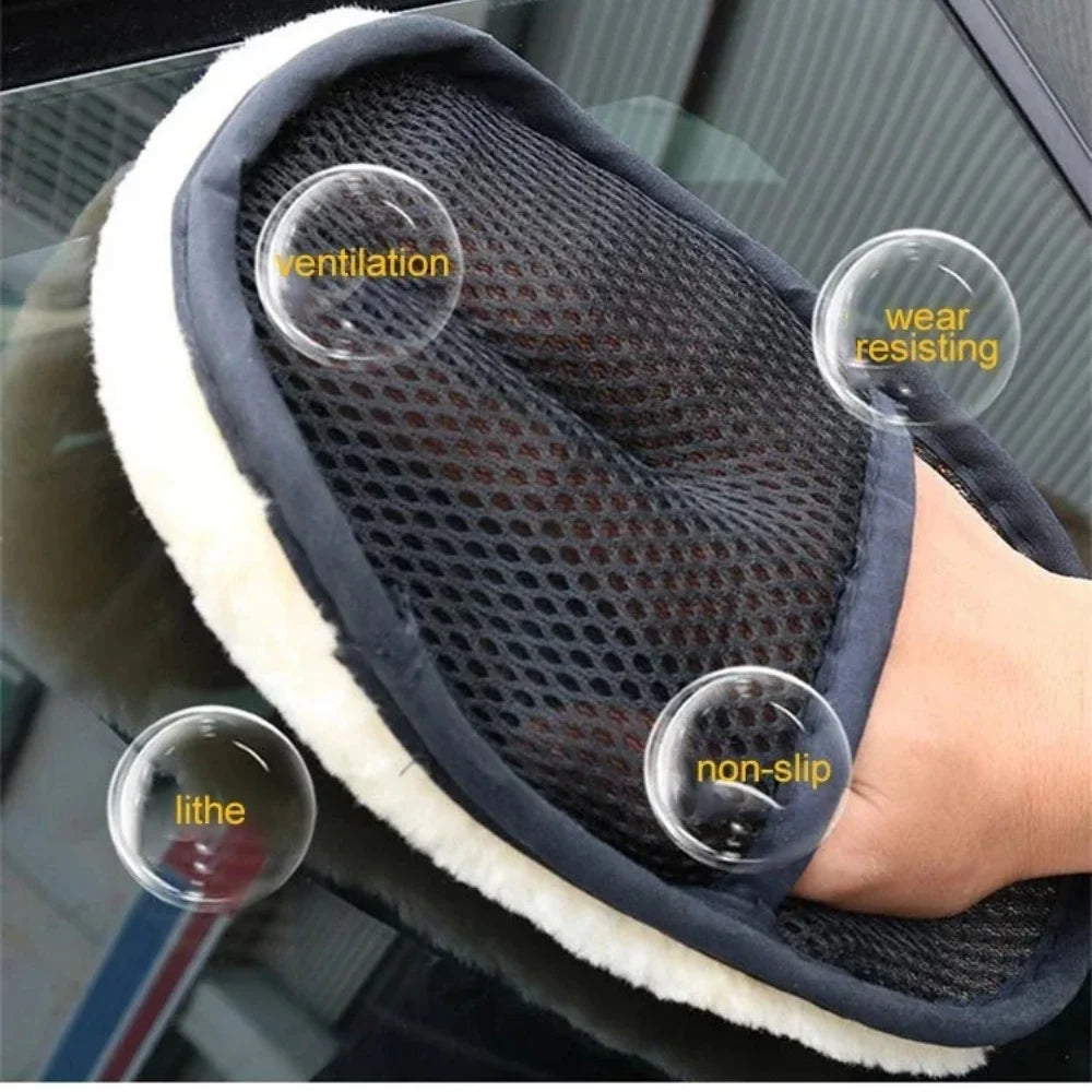 Car Washing Gloves Imitation Wool Plush Thickened Soft Lint Free Absorbent