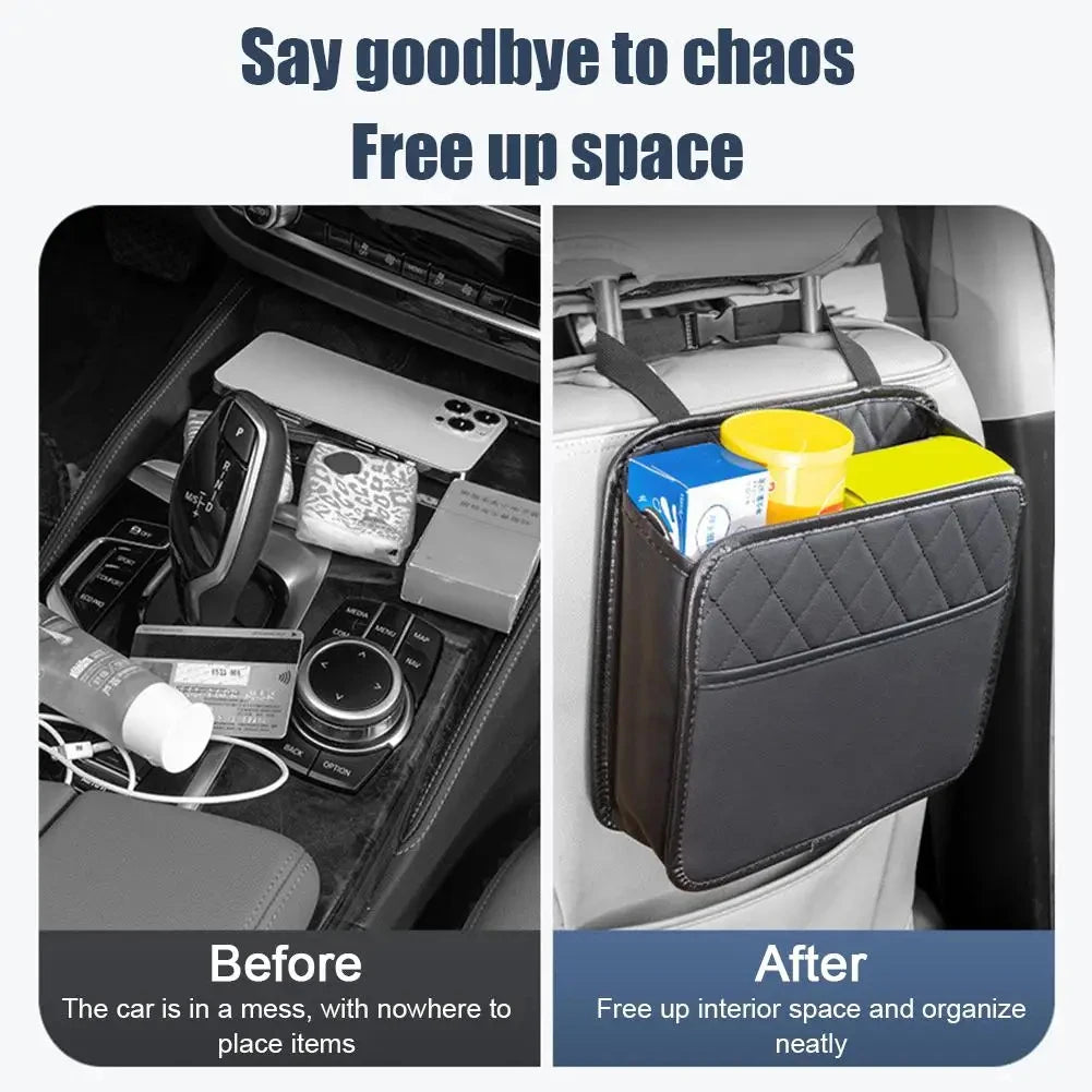 Car Multifunctional Storage Box Folding Leather Storage Bag for Car Seat