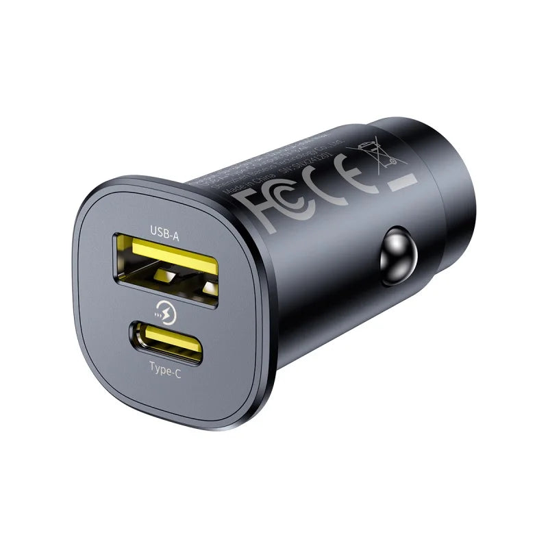 Baseus 30W Car Charger Fast Charging Dual Port USB Type-C PD QC FCP AFC For