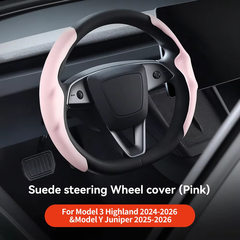 YZ For Tesla Model 3 Y Highland Juniper 2026 Suede velvet Car Steering