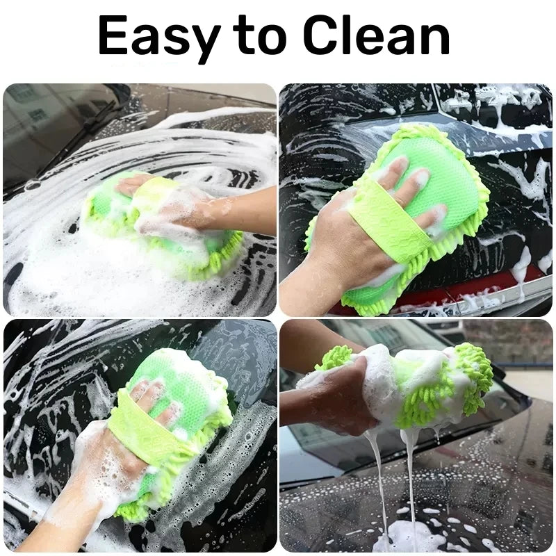 Microfiber Car Washer Sponge Cleaning Care Detailing Brushes Washing Towel