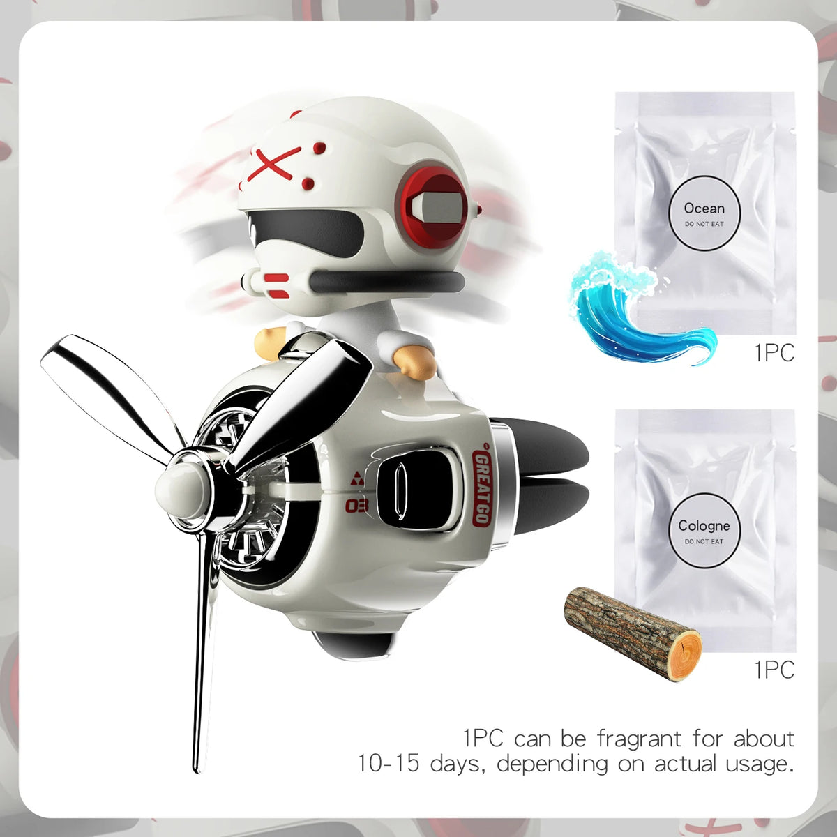 Head shake rotating propeller plane cool bear pilot car air fresheners fun