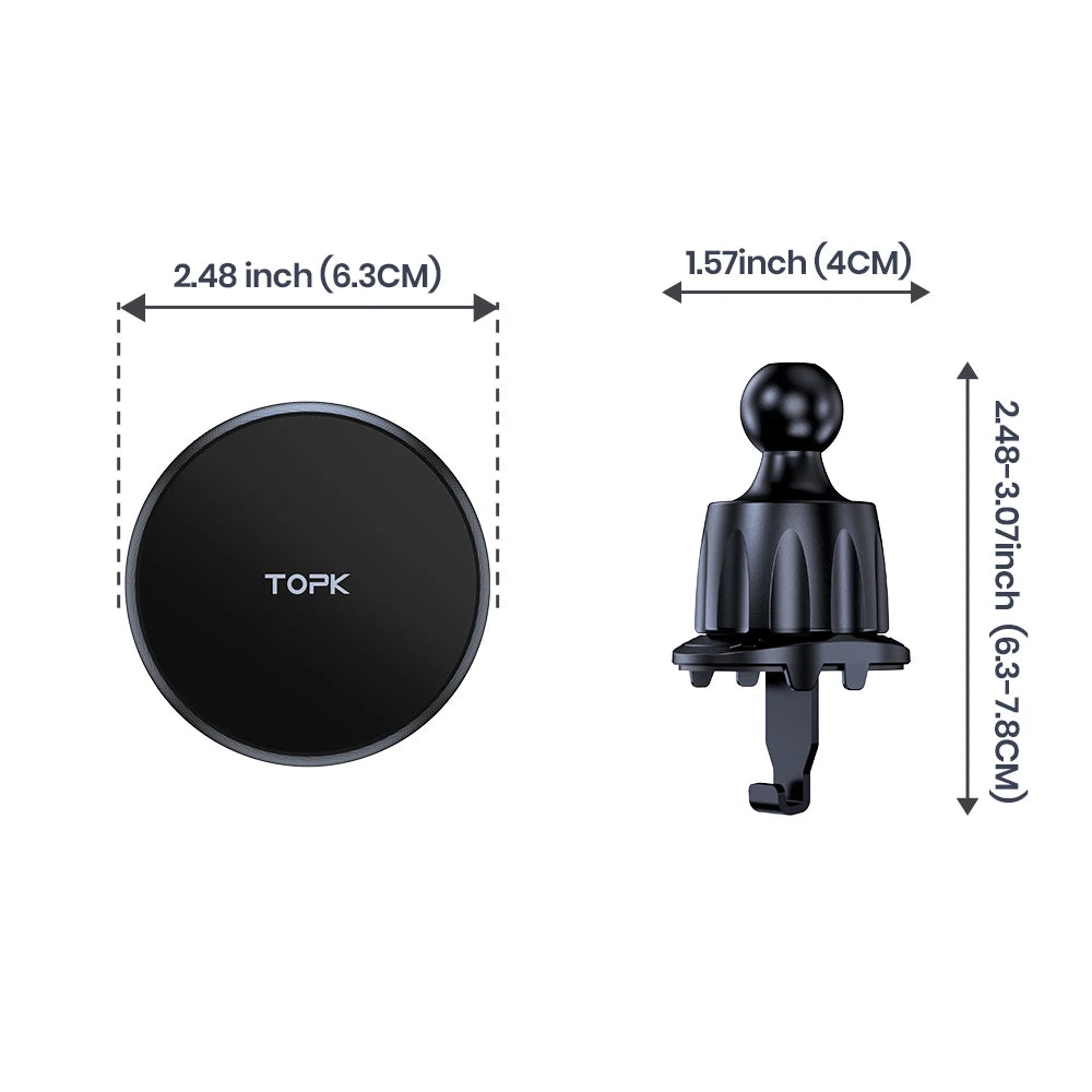 TOPK MagSafe Car Phone Holder Magnetism Single-Hand Operation Metal Hook
