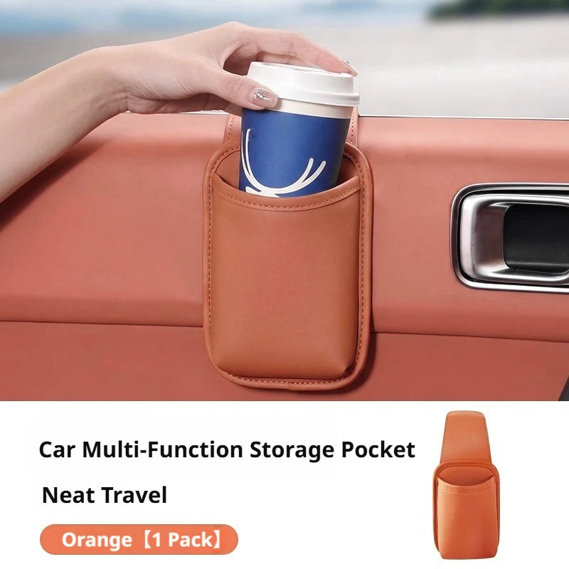 SEAMETAL Car Door Cup Holder Organizer Leather Waterproof Drink Holder