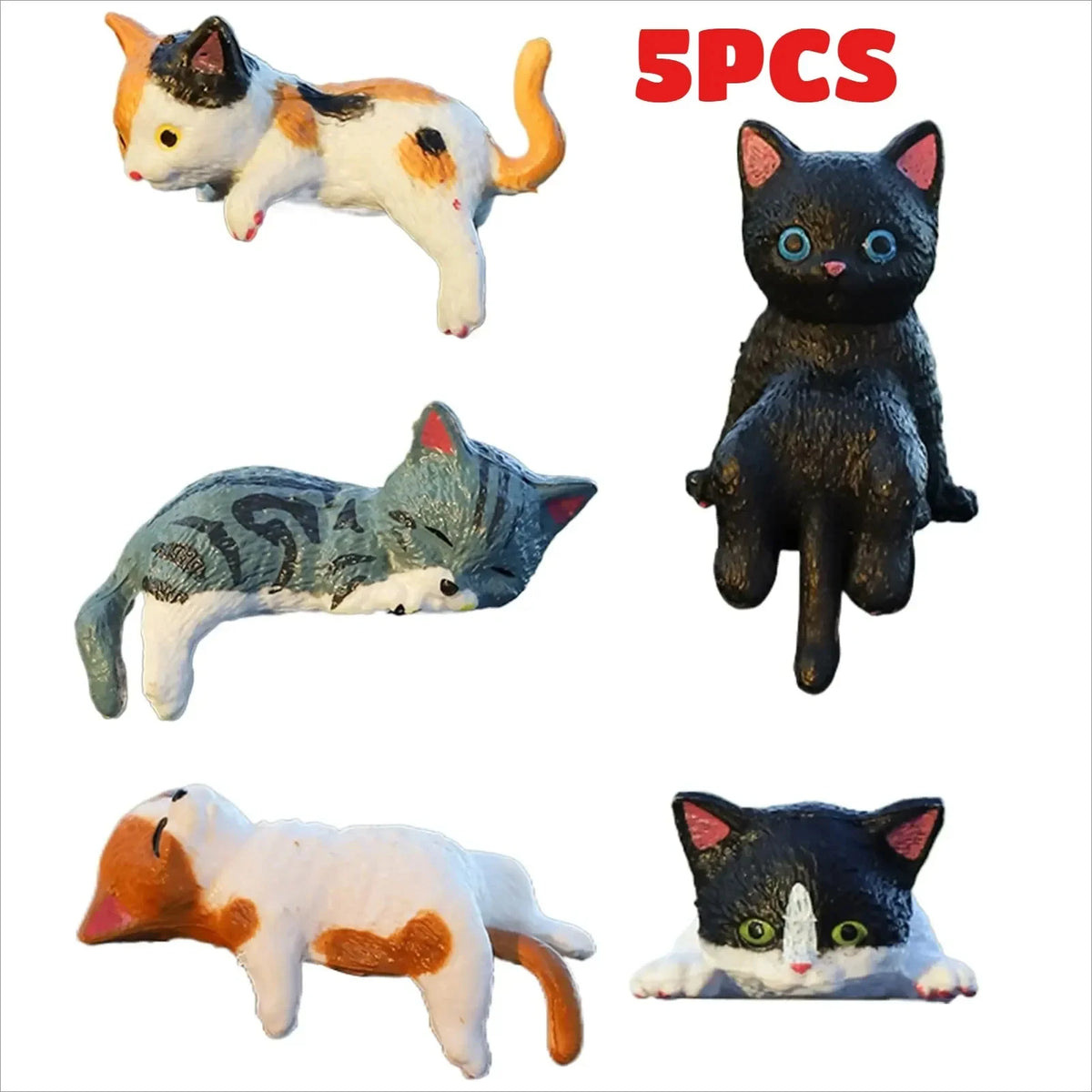 5 pieces of mini cartoon cat car decorations, cute cat images used for edge