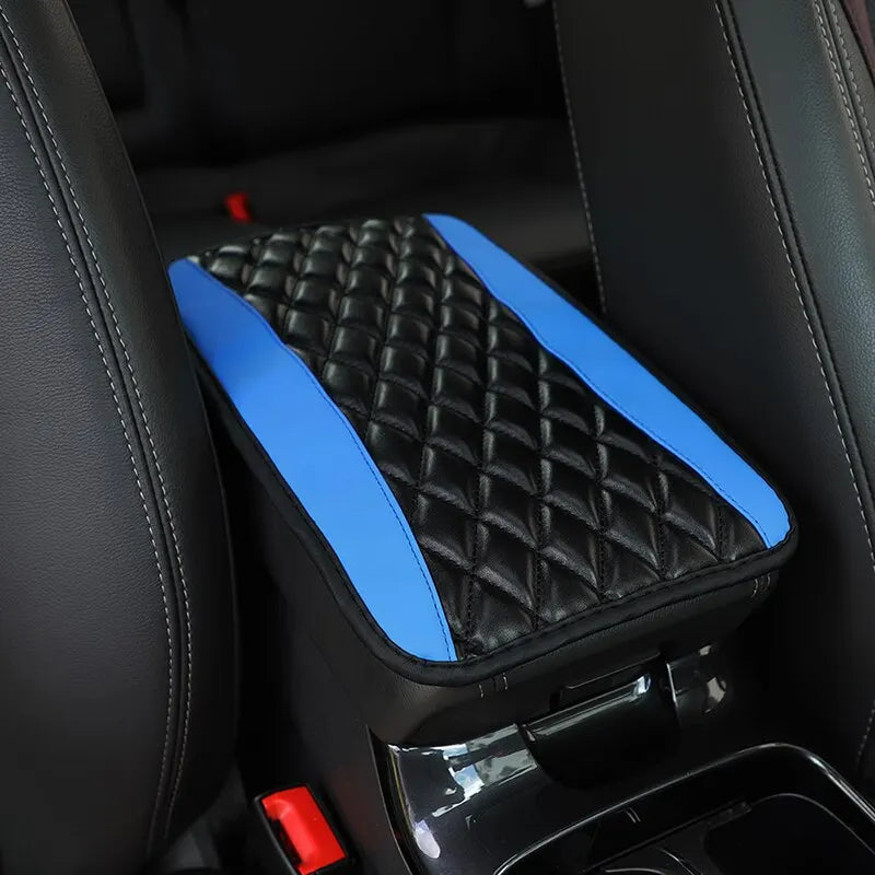 Car Armrest Cover Mat PU Leather Ethnic Style Print Waterproof Non Slip