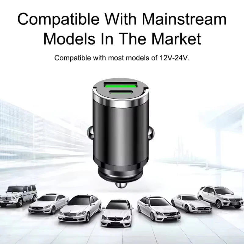 Mini 100W PD QC Pull Ring Fast Charging Car Charger USB C Car Phone Charger