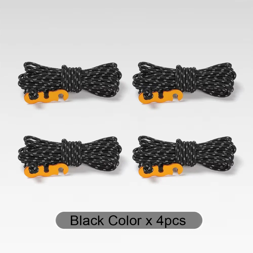 4pcs Durable Camping Tent Ropes Reflective Windproof Reinforced Canopy with