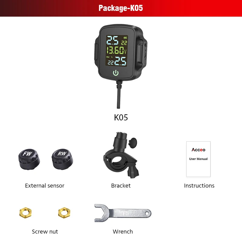 Motorbike TPMS With QC 3.0 Fast Charging USB Output Motorcycle Tire