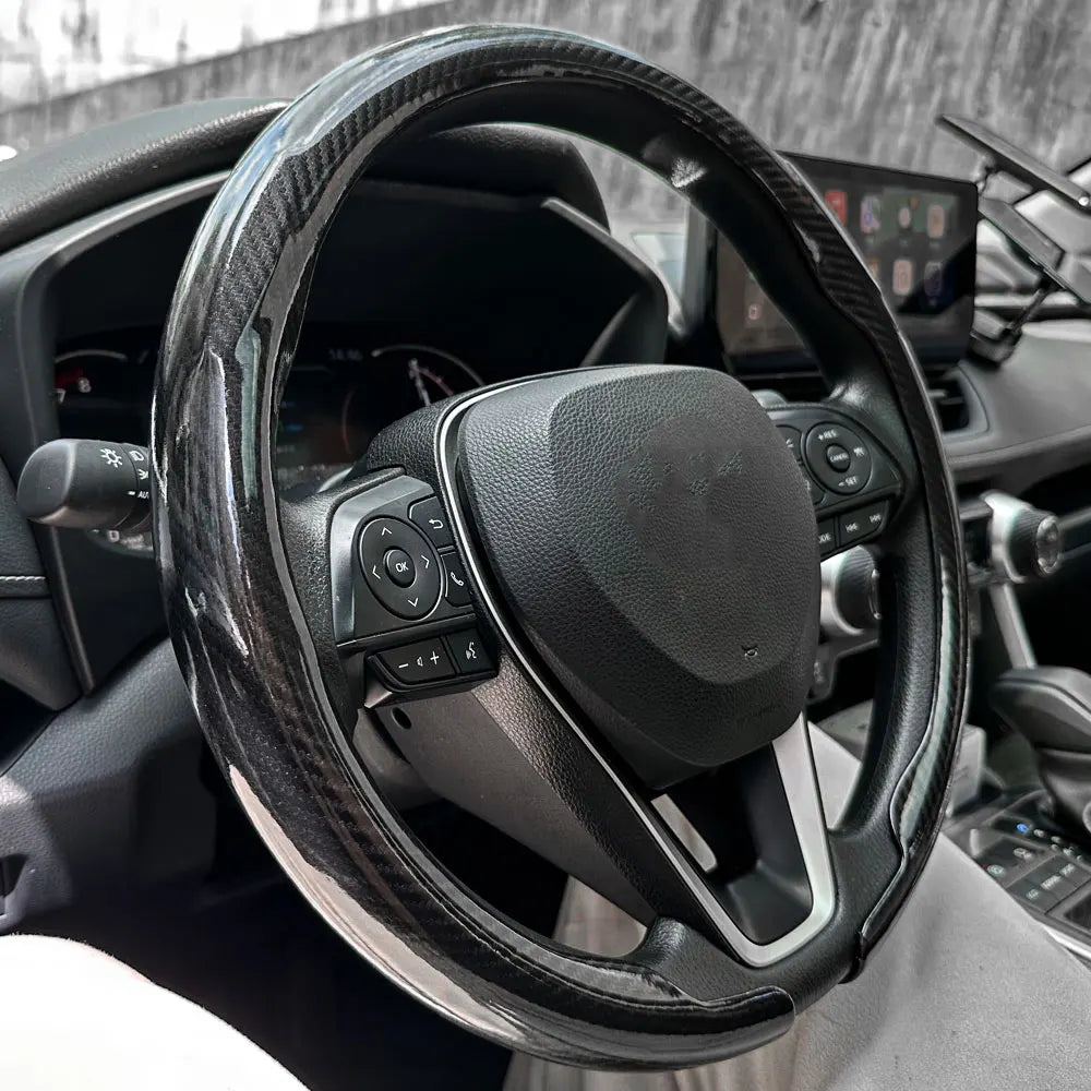 2025 Non-slip Luster Luxury Carbon Fiber Breathable Round Car Steering