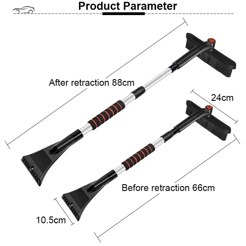Winter Car Cleaner Extendable Snow Shovel Ice Scraper Brush Detachable