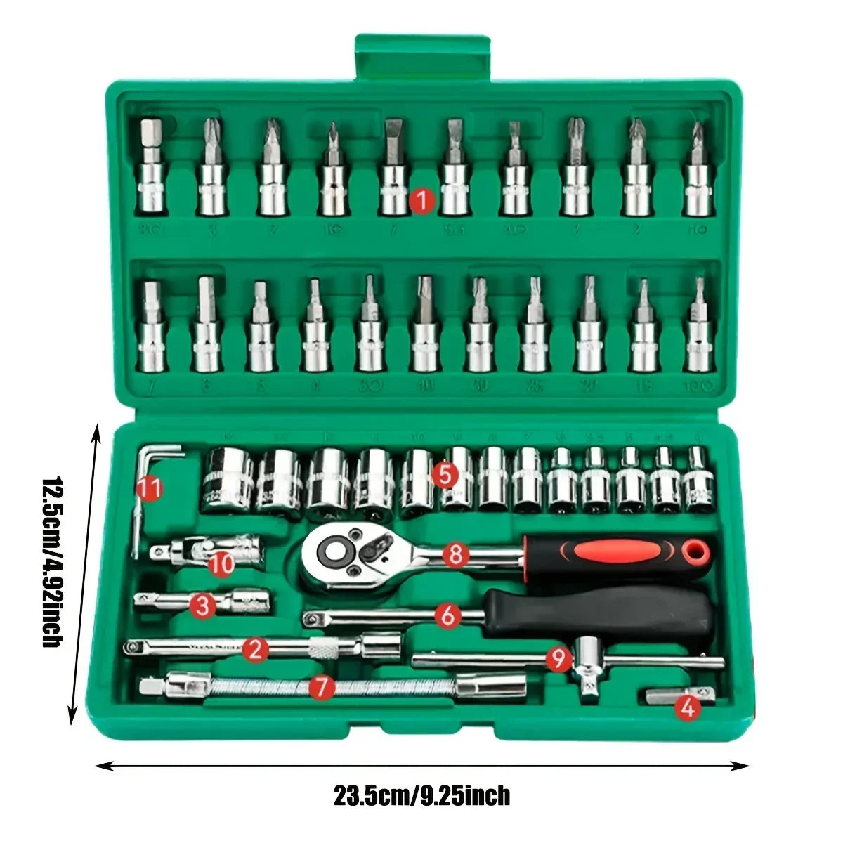 46Pcs Family Tools 1/4 Set Mechanic Tool Kits for Auto Repair Hous with