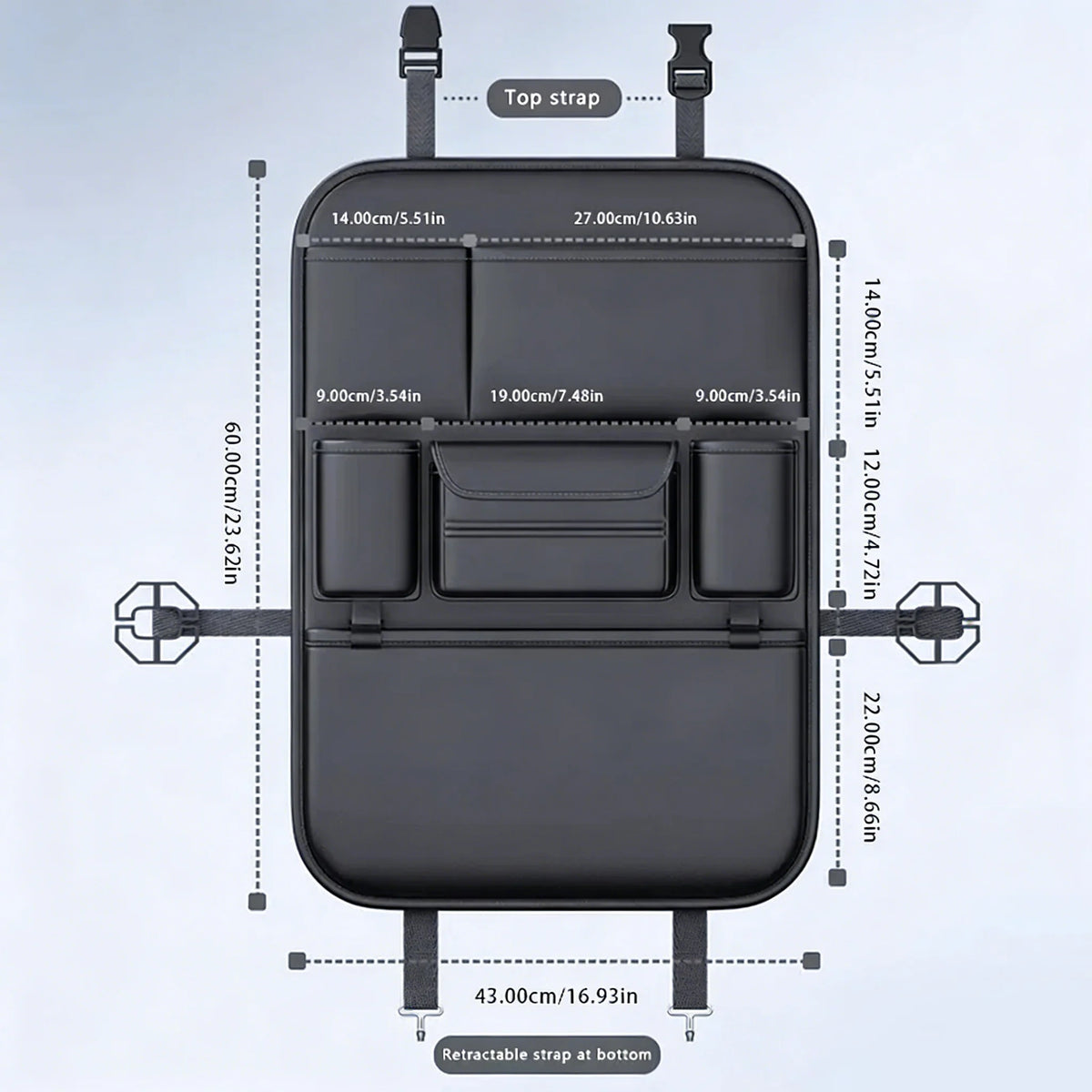 HOMEFISH 6-Pocket Car Seat Back Storage Bag Wear-Resistant Car Backseat