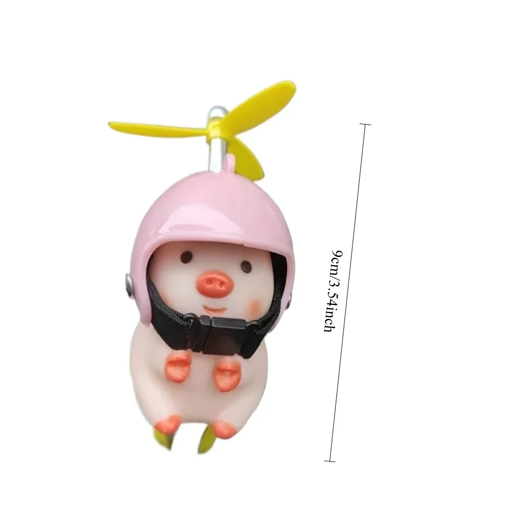 Cute little pig Electric Scooter Pig Wearing Helmet Car Ornament Motorcycle