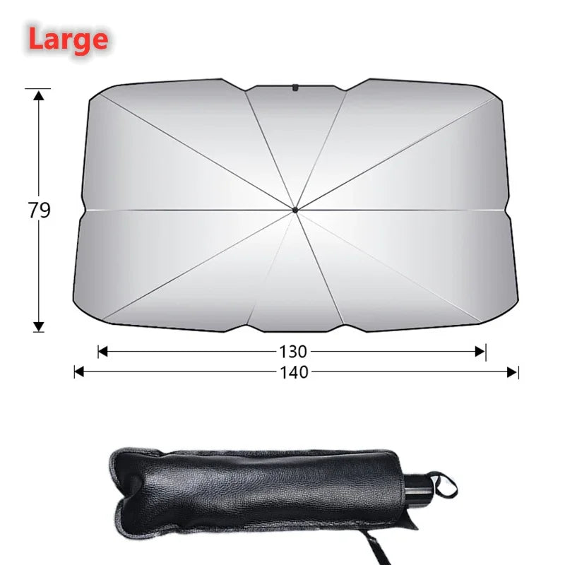 Car Windshield Sun Shade, Foldable Umbrella Sunshade/Cover for Most Cars