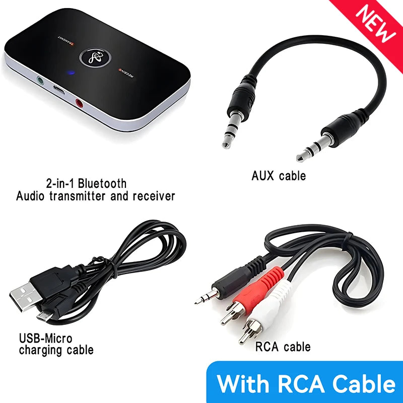 B6 2in1 Bluetooth 5.3 Audio Receiver Transmitter 3.5mm AUX+RCA Built-in