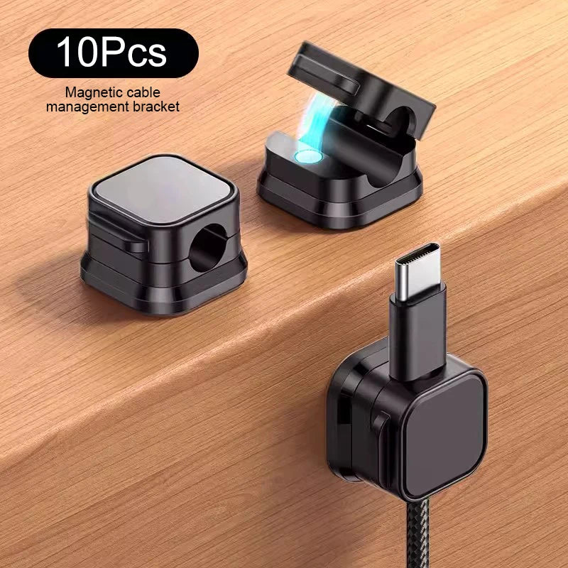 SEAMETAL 10Pcs Magnetic Cable Holder Self Adhesive Cord Clip Smooth Pulling