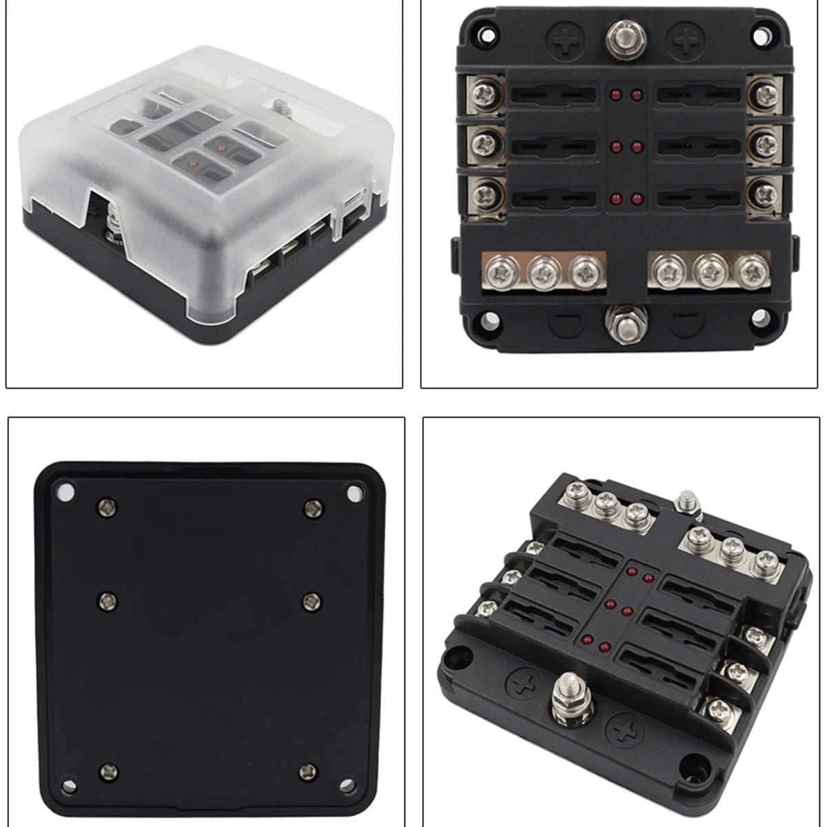 Car Boat Fuse Box Holder With 6 Ways Blade Fuse Holder Block Warning