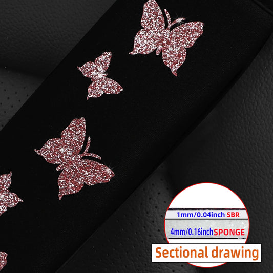 1 Glitter Pink Butterfly Blingling Fabric Automotive Supplies Seat Belt