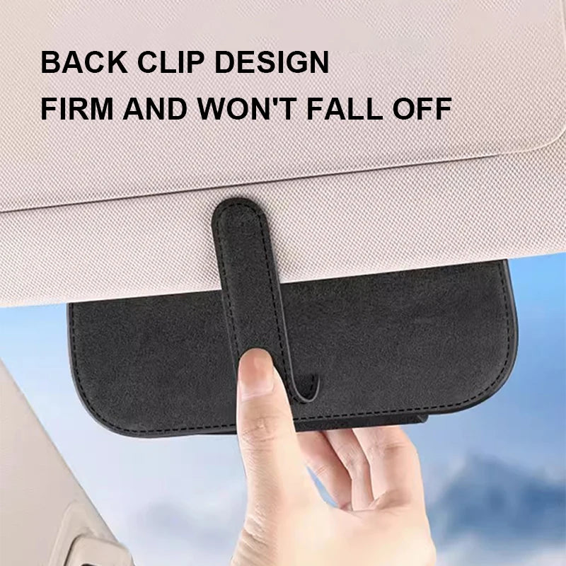 SEAMETAL Cowhide Sun Visor Glasses Holder Leather Wear-Resistant Sunglasses