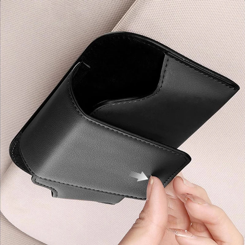 SEAMETAL Cowhide Sun Visor Glasses Holder Leather Wear-Resistant Sunglasses