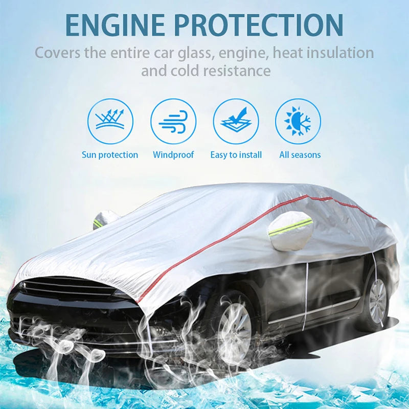 Half Car Cover Waterproof Outdoor Cover Oxford Sun Rain Uv Protection