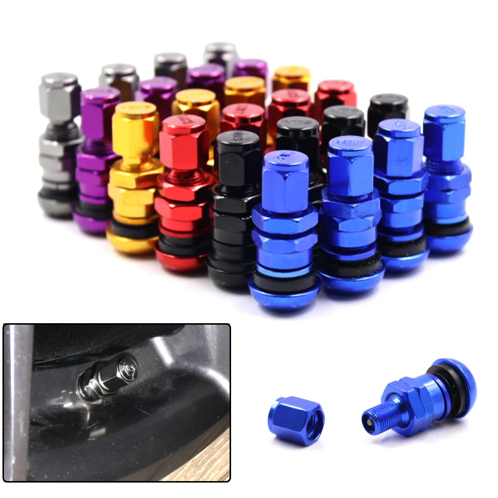 4Pcs Car Truck Motorcycle Valve Short Stems Metal Bolt Tire Valve Stem Kit