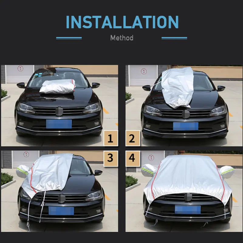 Half Car Cover Waterproof Outdoor Cover Oxford Sun Rain Uv Protection