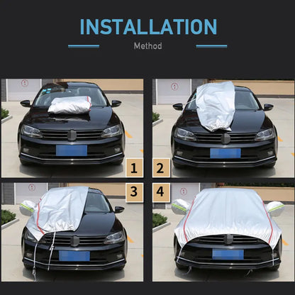 Half Car Cover Waterproof Outdoor Cover Oxford Sun Rain Uv Protection