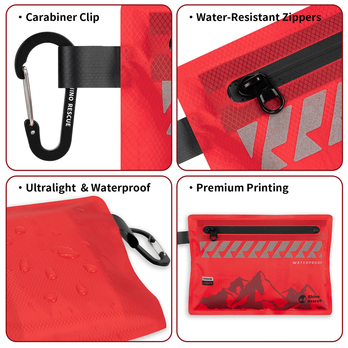 Rhino Rescue Small First Aid Kit - Ultralight Waterproof Medical Kit for