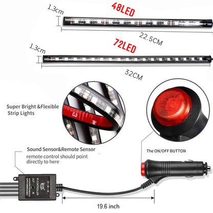 Neon LED Car Interior Ambient Foot Strip Light Kit Backlight Remote App