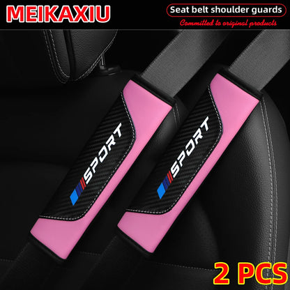 1/2pcs Women's PU Leather Carbon Fiber Sport Car Shoulder Guard Cover Seat