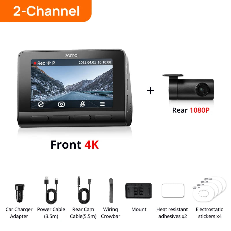 70mai A810S 4K Dash Cam IMX678 Dual HDR Supercapacitor 4G LTE Remote