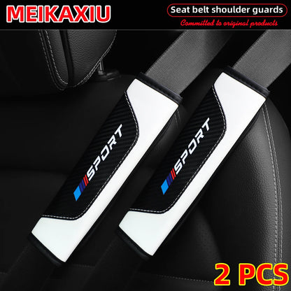1/2pcs Women's PU Leather Carbon Fiber Sport Car Shoulder Guard Cover Seat