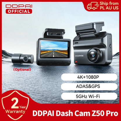 DDPAI Z50 Pro Dash Cam 4K Car DVR 3"IPS Screen 5GHz WiFi GPS ADAS 24H