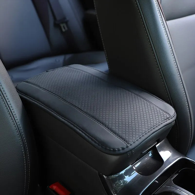 Car Armrest Cover Mat PU Leather Ethnic Style Print Waterproof Non Slip