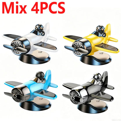 Solar Powered Rotating Airplane Car Dashboard Ornament 360° Auto Spin Decor
