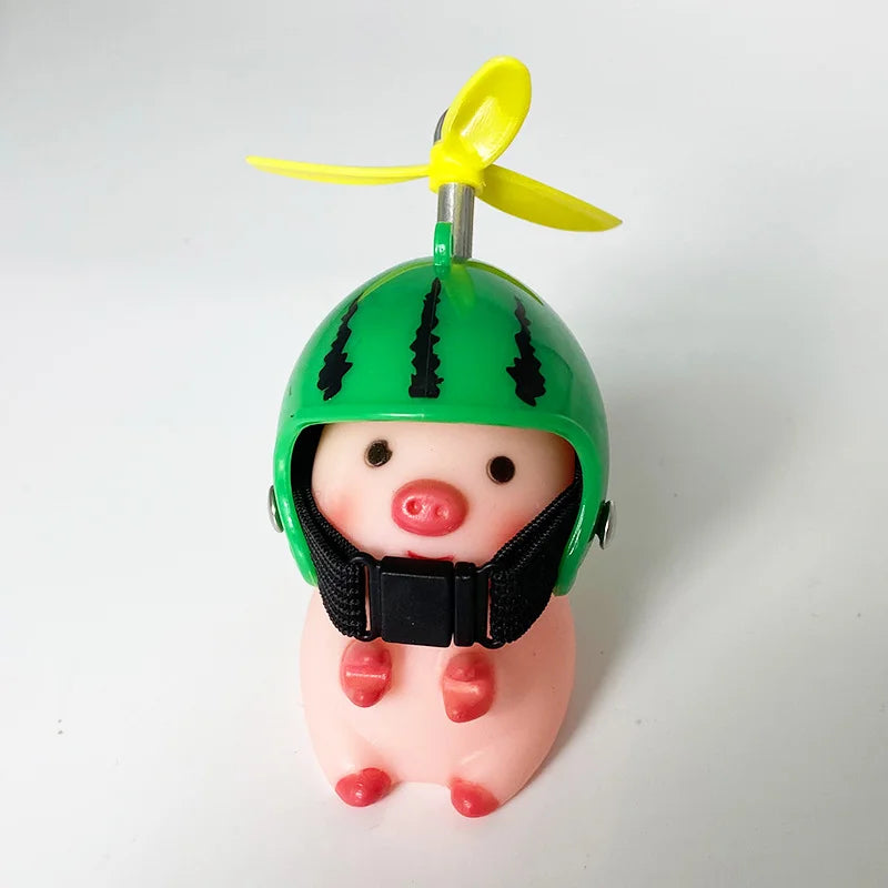 Cute little pig Electric Scooter Pig Wearing Helmet Car Ornament Motorcycle