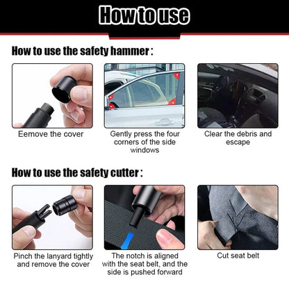 2 In 1 Car Safety Hammer Emergency Glass Breaker Cut The Seat Belt High