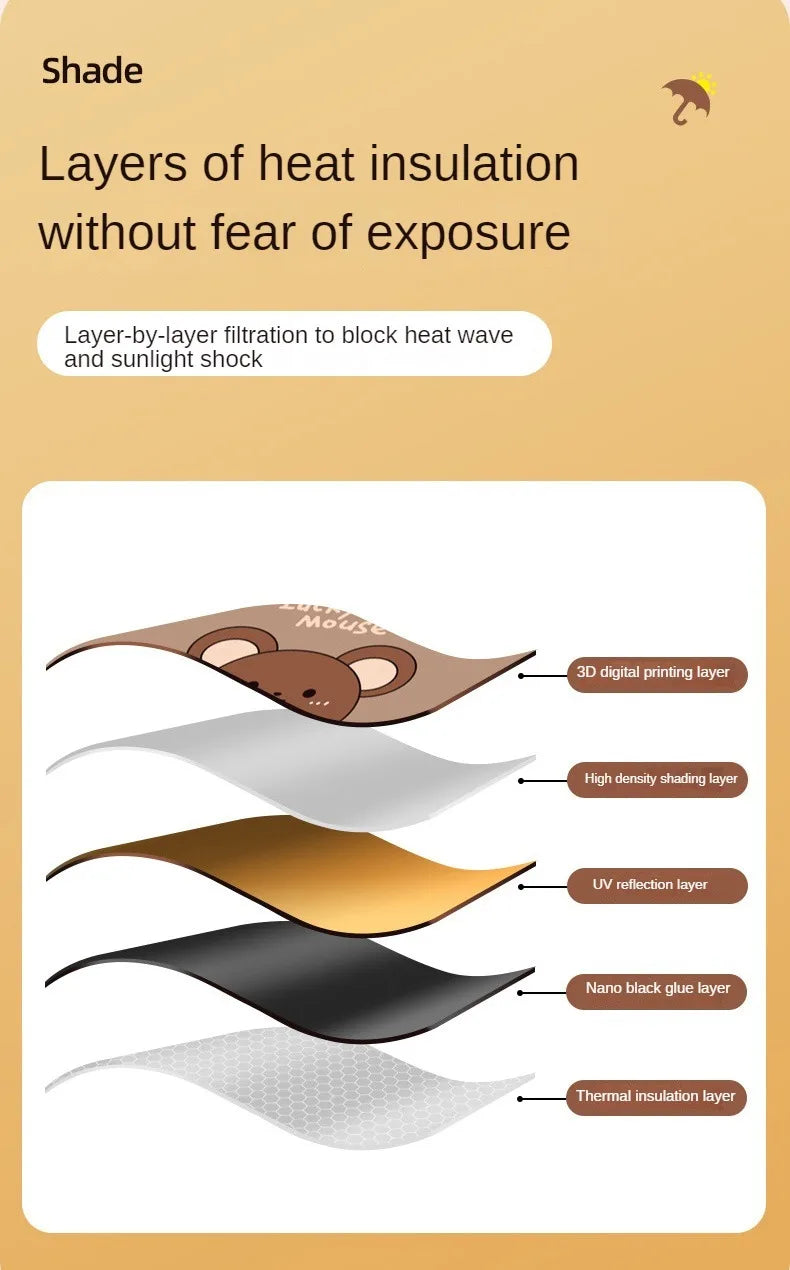 Car Cartoon Cute Animal Magnet Parasol Side Window Sunshades Windshield