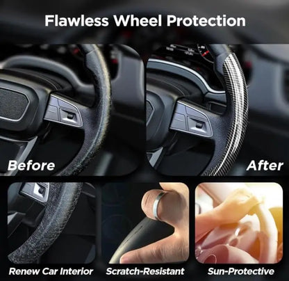Car Carbon Fiber Pattern Car Steering Wheel Cover Non-slip Card Cover Auto