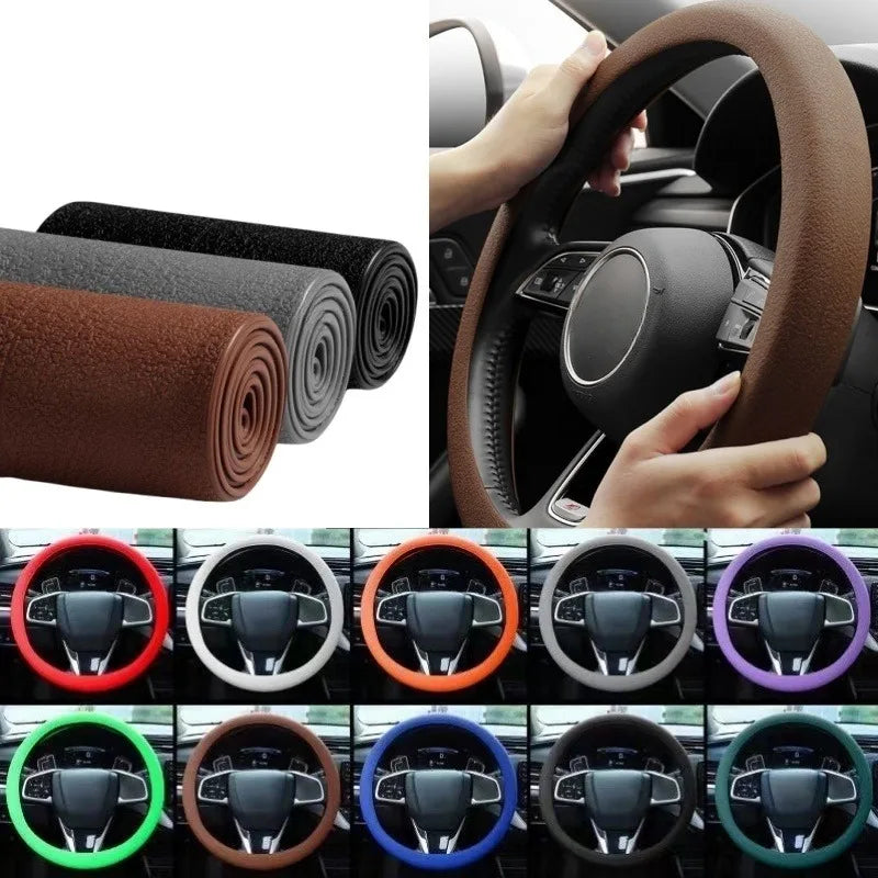 Car Silicone Steering Wheel Cover Elastic Non-Slip Cover For 36-40cm