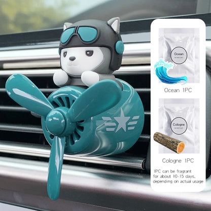 Rotating propeller airplane cool fun pilot bear car air freshener vent clip
