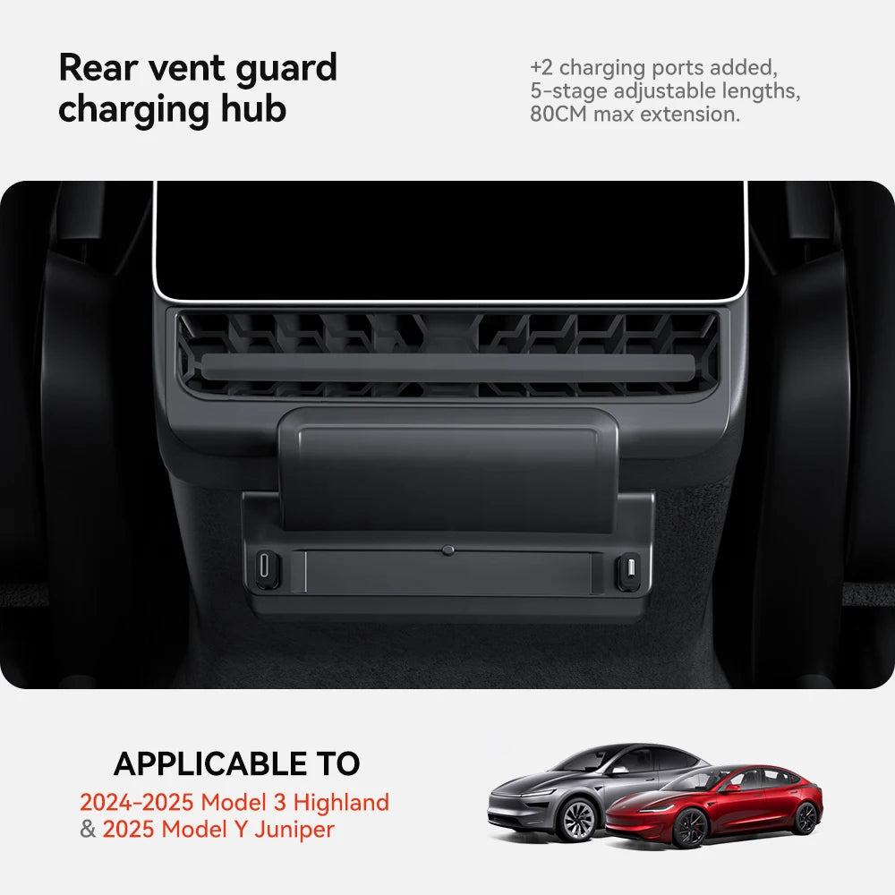 YZ For Tesla Model 3/Y Highland Juniper Rear Air Vent 27W Quick Charger USB