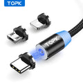 Magnetic Charging Cable 3 1 TOPK 360 Degree Rotating Phone Charger Nylon